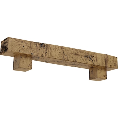 Kit W/ Alamo Corbels, NaturaL Golden Oak, 8H X 10D X 60W Knotty Pine Faux Wood Fireplace ManteL